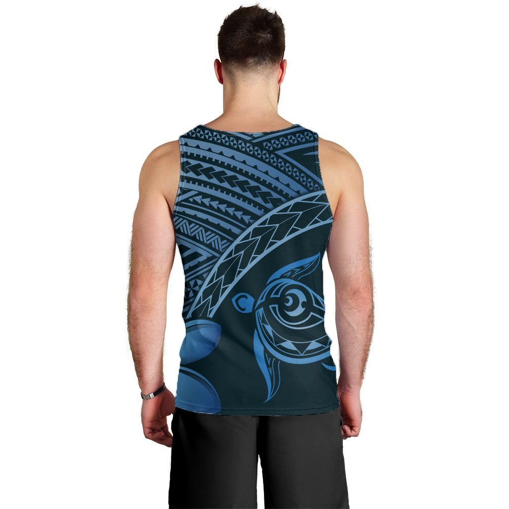 Hawaiian Turtle Plumeria Kakau Polynesian Quilt Tank Top Neo Blue AH - Polynesian Pride
