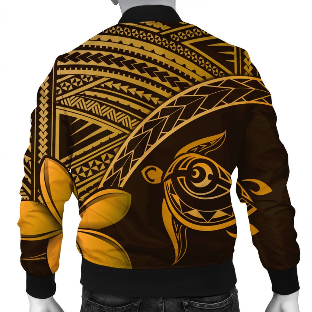 Hawaiian Turtle Plumeria Kakau Polynesian Quilt Bomber Jacket Neo Brown AH - Polynesian Pride
