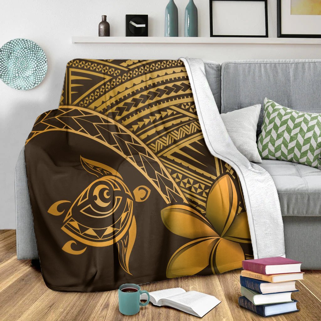 Hawaiian Turtle Plumeria Kakau Polynesian Quilt Premium Blankets Neo Brown AH - Polynesian Pride