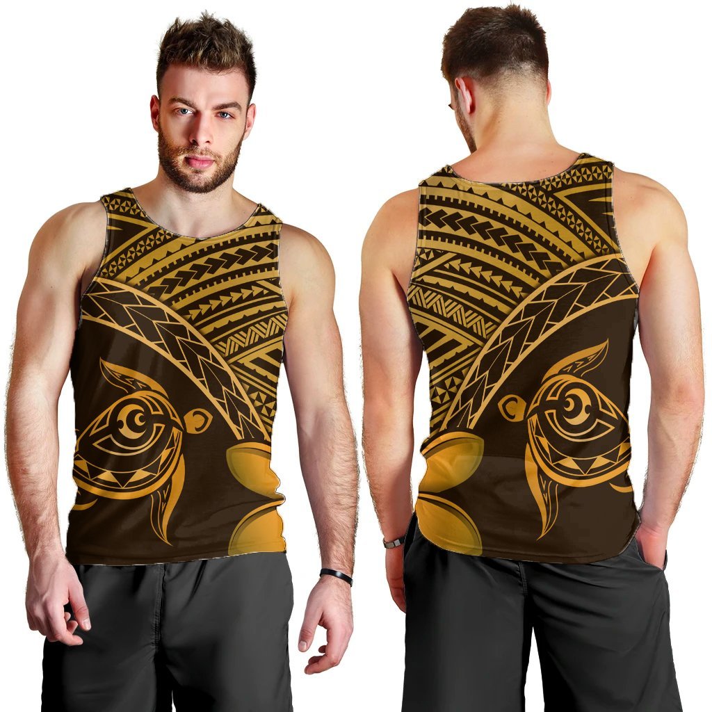 Hawaiian Turtle Plumeria Kakau Polynesian Quilt Tank Top Neo Brown AH - Polynesian Pride