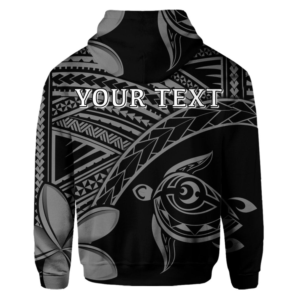 Custom Hawaiian Turtle Plumeria Kakau Polynesian Quilt Hoodie Neo Gray - Polynesian Pride