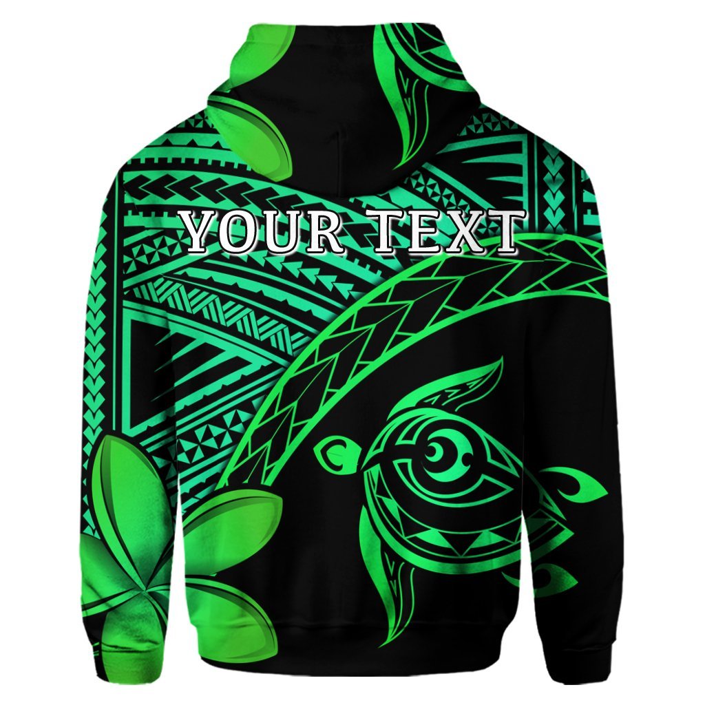 Custom Hawaiian Turtle Plumeria Kakau Polynesian Quilt Hoodie Neo Green - Polynesian Pride