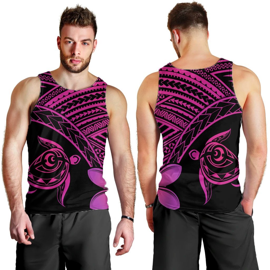 Hawaiian Turtle Plumeria Kakau Polynesian Quilt Tank Top Neo Pink AH - Polynesian Pride