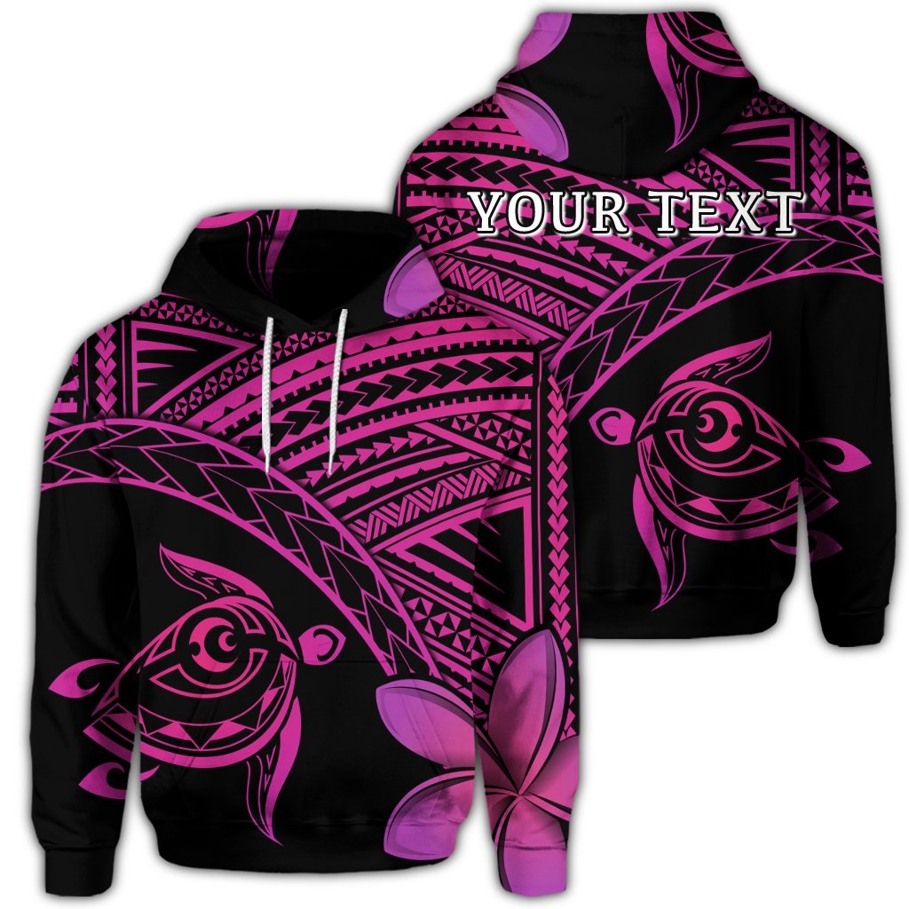 Custom Hawaiian Turtle Plumeria Kakau Polynesian Quilt Hoodie Neo Pink Unisex Art - Polynesian Pride