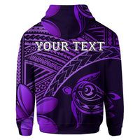 Custom Hawaiian Turtle Plumeria Kakau Polynesian Quilt Hoodie Neo Purple - Polynesian Pride