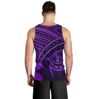 Hawaiian Turtle Plumeria Kakau Polynesian Quilt Tank Top Neo Purple AH - Polynesian Pride