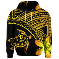 Custom Hawaiian Turtle Plumeria Kakau Polynesian Quilt Hoodie Neo Yellow - Polynesian Pride