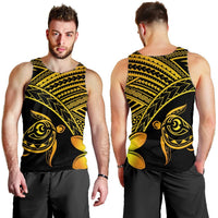 Hawaiian Turtle Plumeria Kakau Polynesian Quilt Tank Top Neo Yellow AH - Polynesian Pride