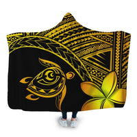 Hawaiian Turtle Plumeria Kakau Polynesian Quilt Hooded Blanket Neo Yellow AH Hooded Blanket White - Polynesian Pride