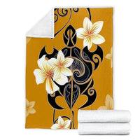 Hawaiian Turtle Plumeria Polynesian Premium Blankets Yellow - AH - Polynesian Pride