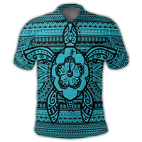 Hawaiian Turtle Polynesian Tribal Polo Shirt Blue - Polynesian Pride