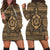 Hawaiian Turtle Polyensian Tribal Hoodie Dress Gold AH Black - Polynesian Pride