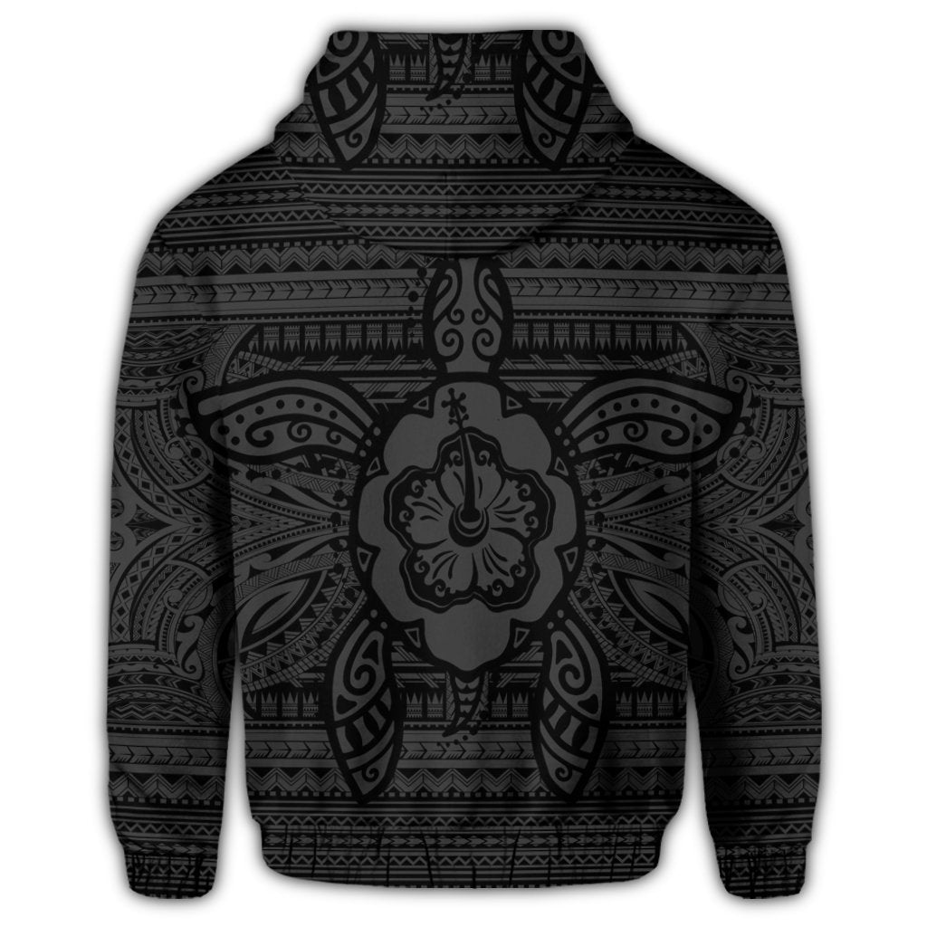 Hawaiian Turtle Polyensian Tribal Zip Hoodie Gray - Polynesian Pride