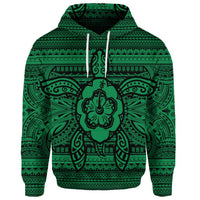 Custom Hawaiian Turtle Polyensian Tribal Hoodie Green - Polynesian Pride