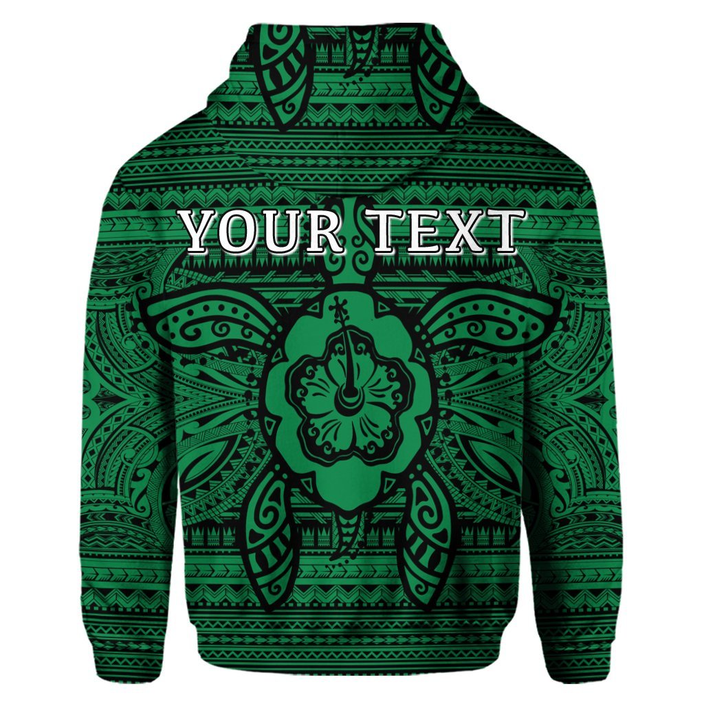 Custom Hawaiian Turtle Polyensian Tribal Hoodie Green - Polynesian Pride