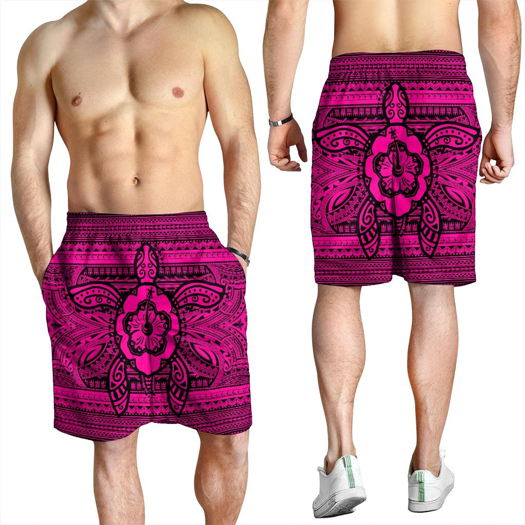 Hawaiian Turtle Polynesian Tribal Men's Shorts Pink AH - Polynesian Pride