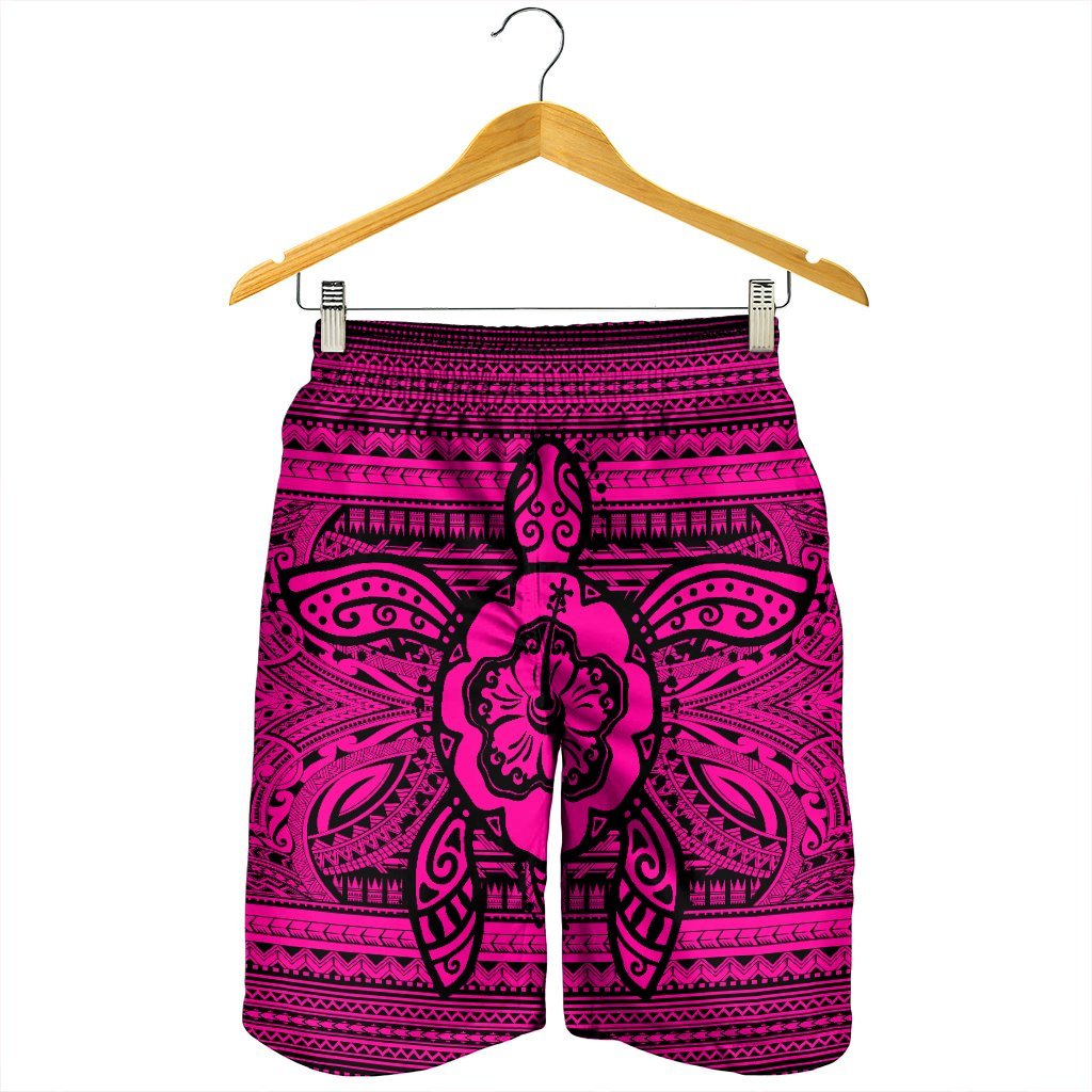 Hawaiian Turtle Polynesian Tribal Men's Shorts Pink AH - Polynesian Pride