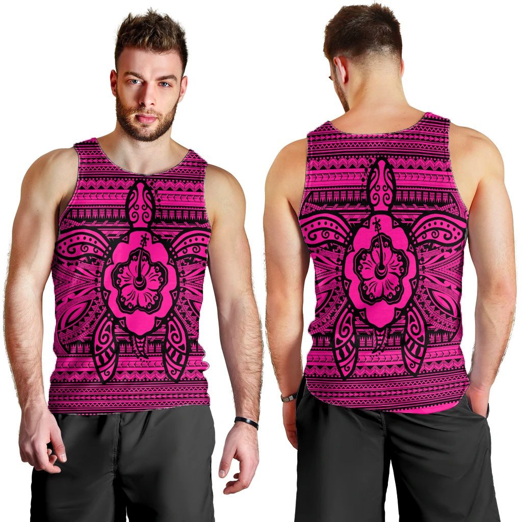 Hawaiian Turtle Polyensian Tribal Tank Top Pink AH - Polynesian Pride