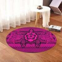 Hawaiian Turtle Polynesian Tribal Round Carpet Pink AH - Polynesian Pride