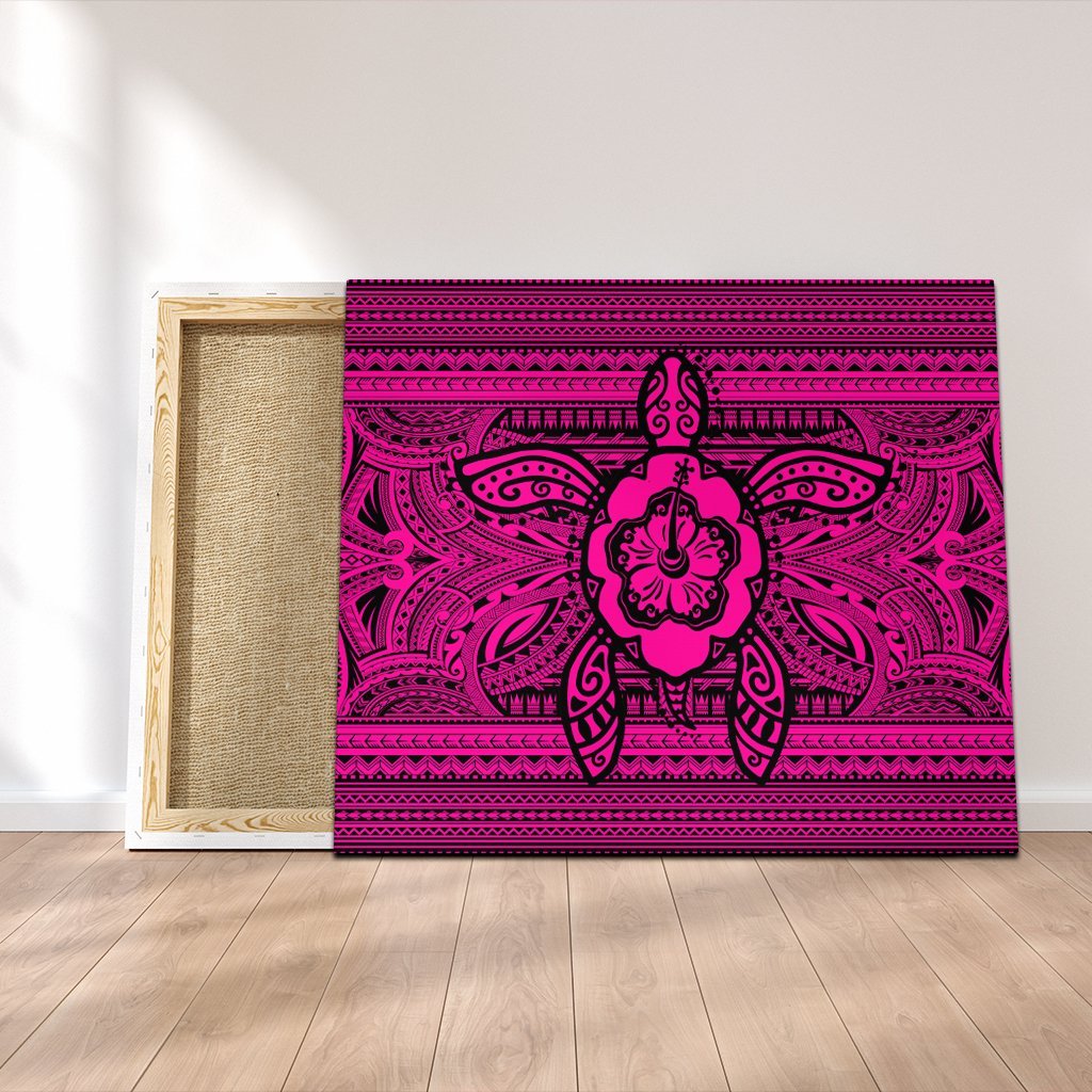 Hawaiian Turtle Polynesian Tribal Canvas Pink AH Canvas Poly-cotton - Polynesian Pride