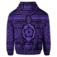 Hawaiian Turtle Polyensian Tribal Zip Hoodie Purple - Polynesian Pride