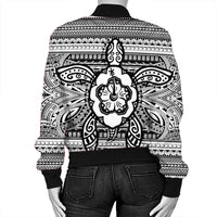 Hawaiian Turtle Polynesian Tribal Bomber Jacket White AH - Polynesian Pride