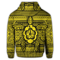 Hawaiian Turtle Polyensian Tribal Zip Hoodie Yellow - Polynesian Pride