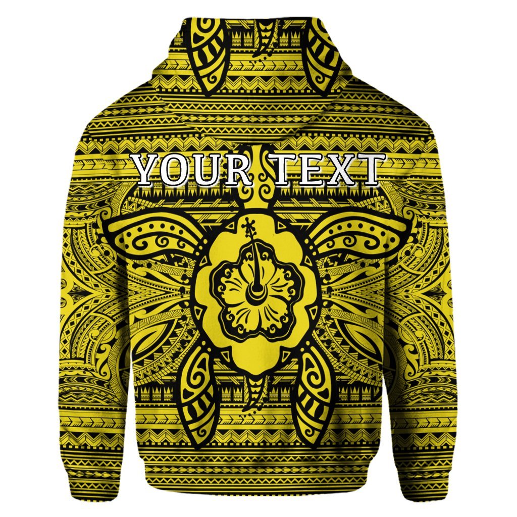 Custom Hawaiian Turtle Polyensian Tribal Hoodie Yellow - Polynesian Pride