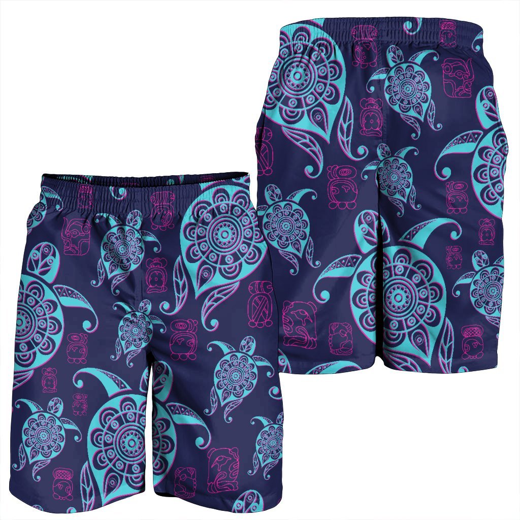 Hawaiian Turtle Polynesian Neon Men's Shorts - AH - Polynesian Pride