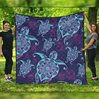 Hawaiian Turtle Polynesian Neon Premium Quilts - AH Black - Polynesian Pride