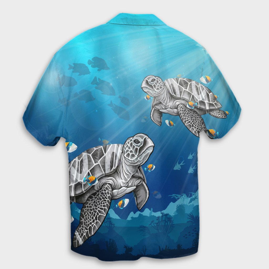 Hawaiian Turtle Swim With Fish In The Ocean Polynesian Hawaiian Shirt - AH - Polynesian Pride