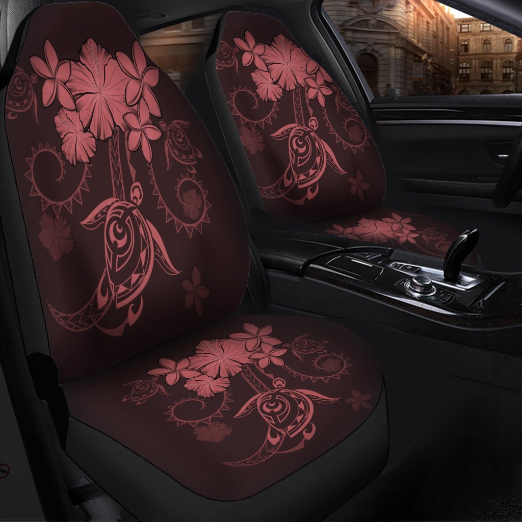 Hawaiian Turtles Hibiscus Plumeria Polynesian Car Seat Covers - Pink - AH - Polynesian Pride