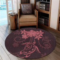 Hawaiian Turtles Hibiscus Plumeria Polynesian Round Carpet - Pink - AH - Polynesian Pride