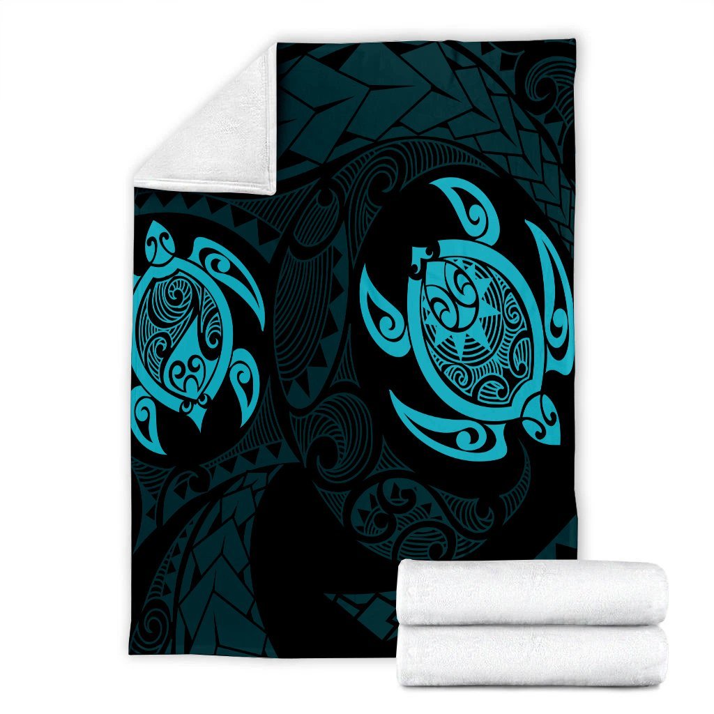 Hawaiian Two Turtle Polynesian Premium Blankets Blue AH - Polynesian Pride