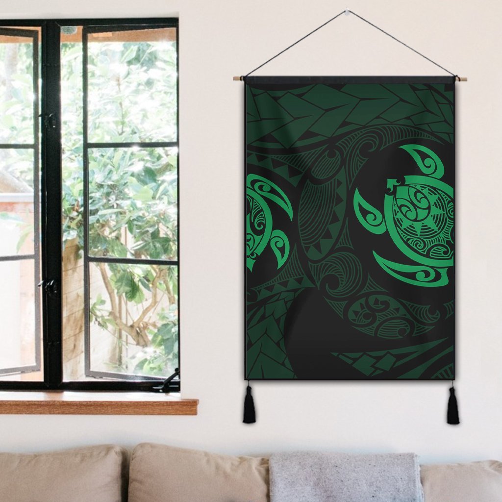 Hawaiian Two Turtle Polynesian Hanging Poster Green AH - Polynesian Pride