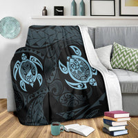 Hawaiian Two Turtle Polynesian Premium Blankets Pastel Blue AH - Polynesian Pride
