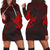 Hawaiian Two Turtle Polynesian Hoodie Dress Red AH Black - Polynesian Pride