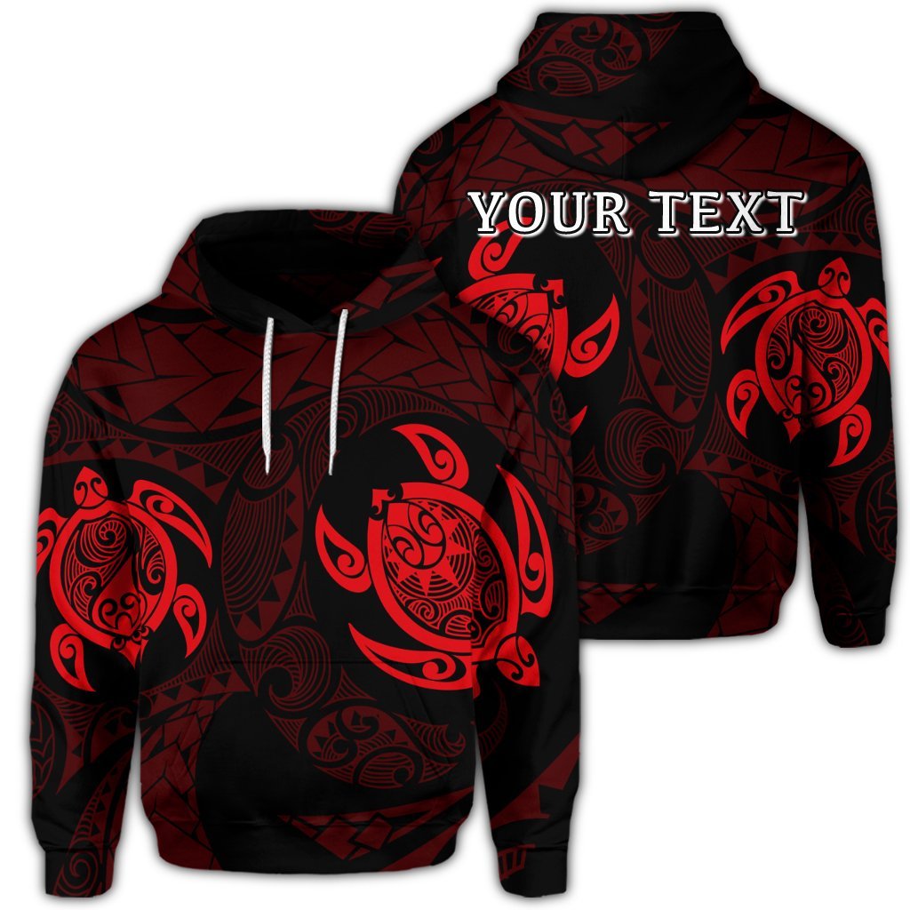 Custom Hawaiian Two Turtle Polynesian Hoodie Red Unisex Art - Polynesian Pride