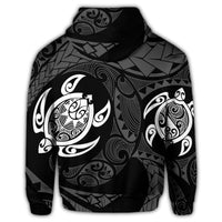 Hawaiian Two Turtle Polynesian Zip Hoodie White - Polynesian Pride