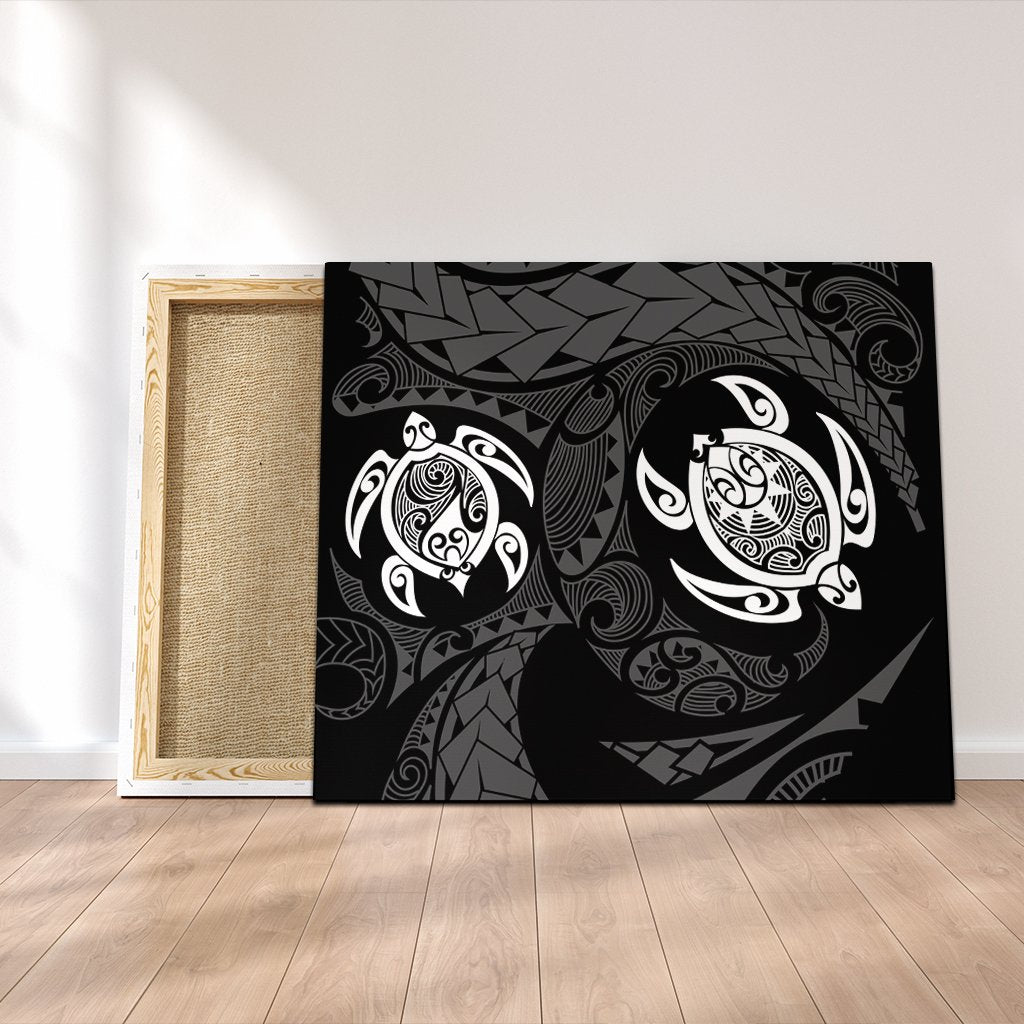 Hawaiian Two Turtle Polynesian Canvas White AH Canvas Poly-cotton - Polynesian Pride