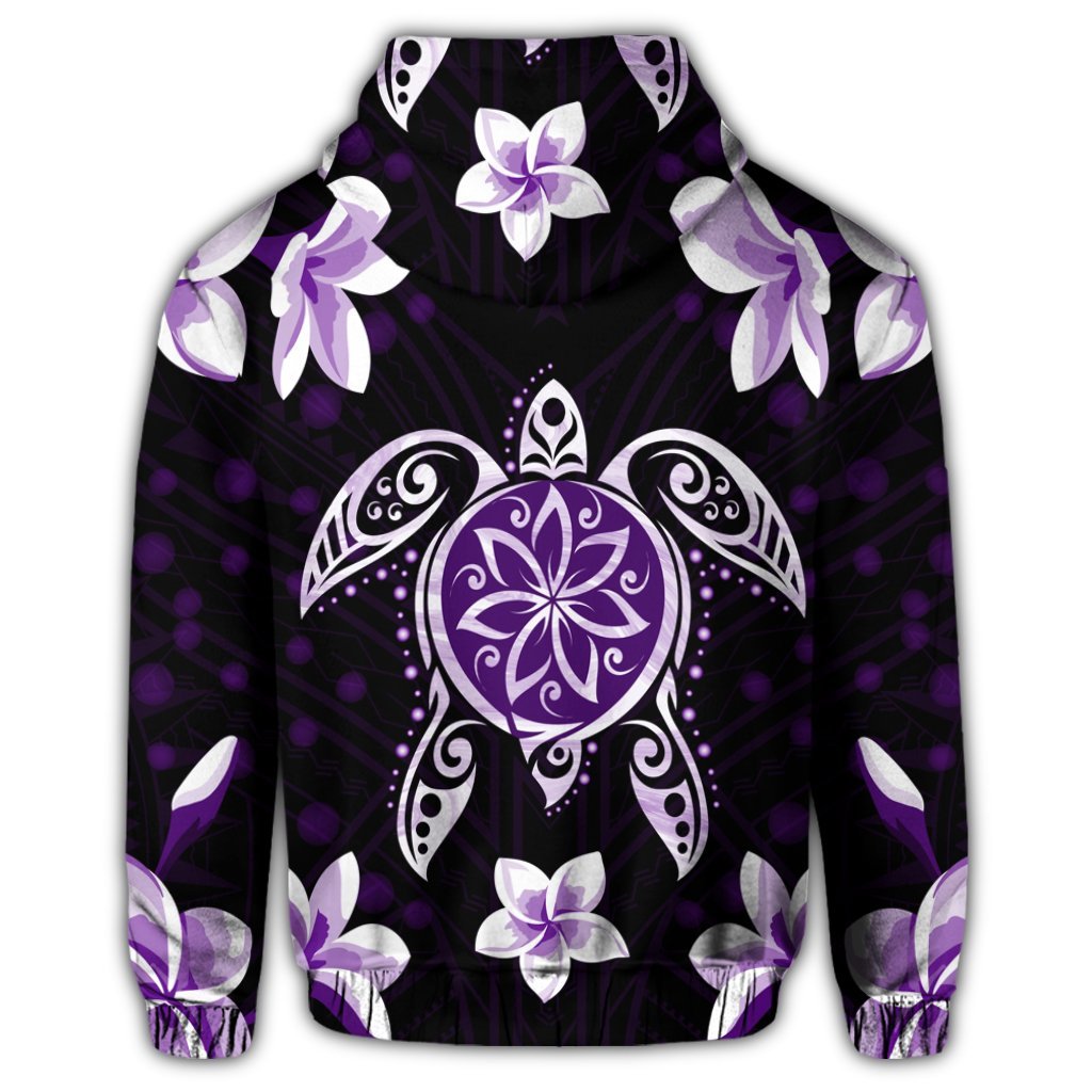 Hawaiian Violet Turtle Plumeria Hoodie - Polynesian Pride