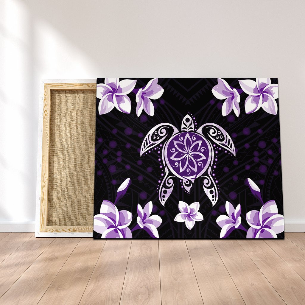 Hawaiian Violet Turtle Plumeria Canvas AH Canvas Poly-cotton - Polynesian Pride