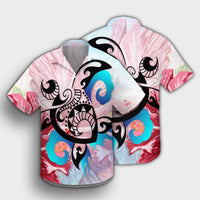 Hawaiian Wave Hibiscus Watercolor Turtle Polynesian Hawaiian Shirt - AH - Polynesian Pride