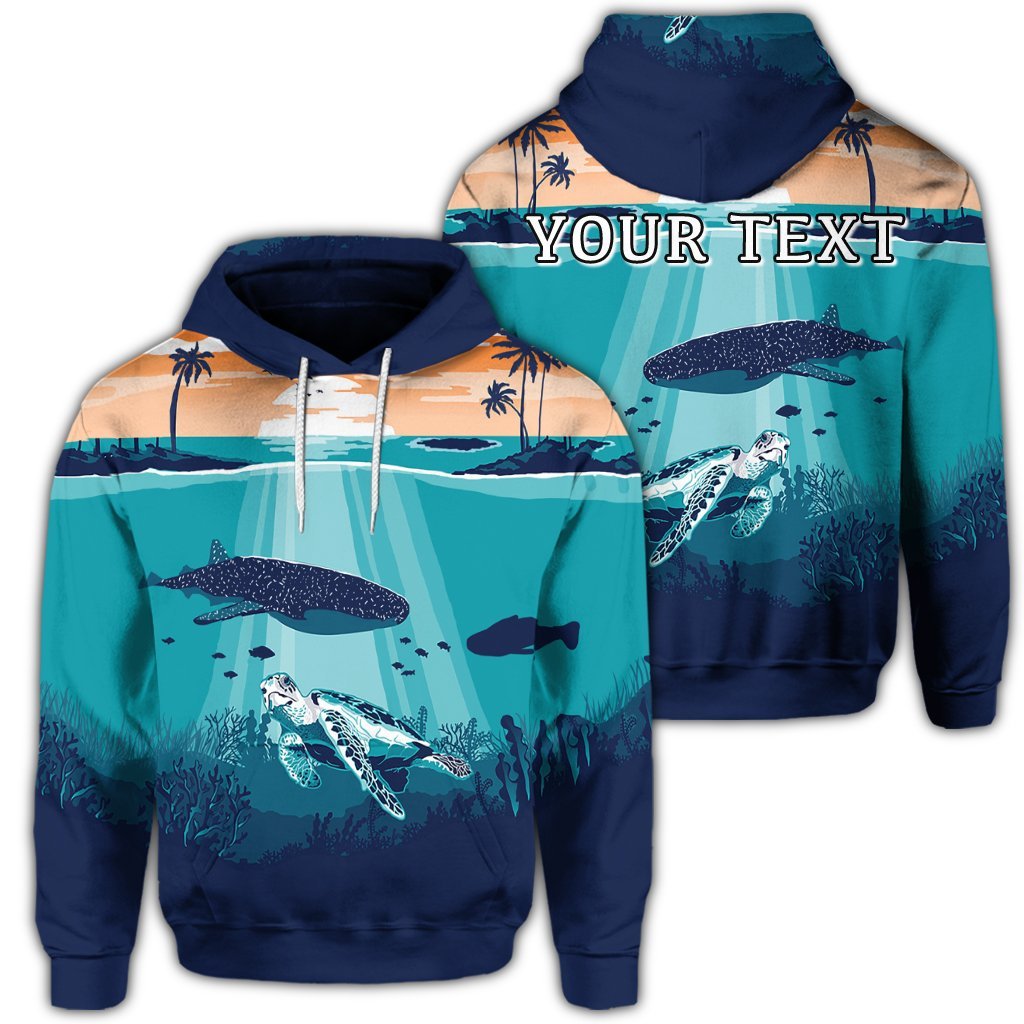 Custom Hawaiian Whale and Turtle In Sunset Polynesian Hoodie Unisex Art - Polynesian Pride