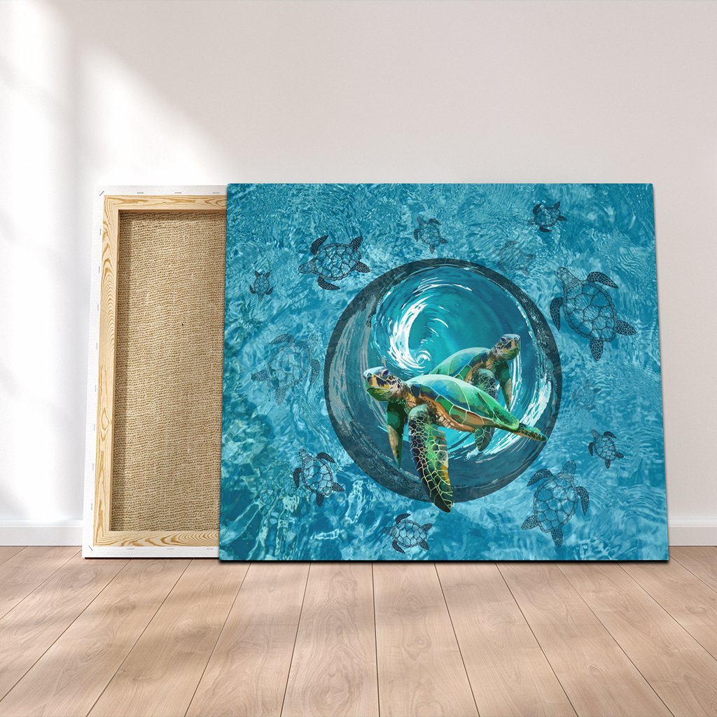 Hawaiian Whirlpool Turtle Polynesian Canvas - AH Canvas Poly-cotton - Polynesian Pride