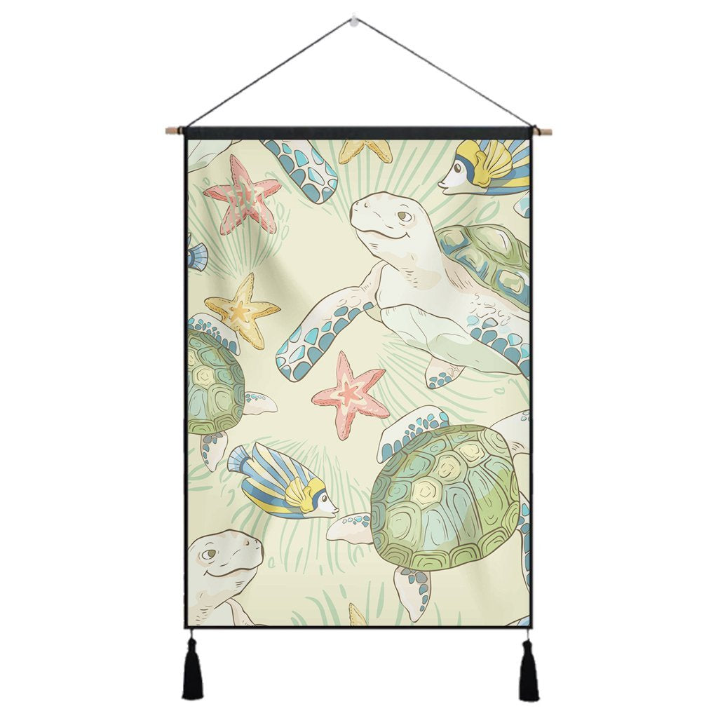 Hawaiian World Animals In Sea Hanging Poster - AH Hanging Poster Cotton And Linen - Polynesian Pride