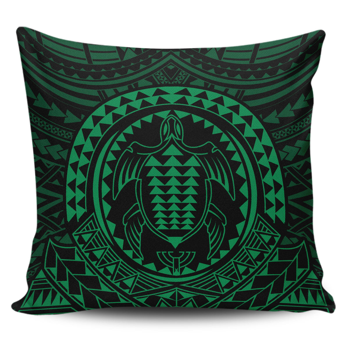 Hawaiian Kakau Honu Arc Green Polynesian Pillow Covers One Size Zippered Pillow Case 18"x18"(Twin Sides) Green - Polynesian Pride