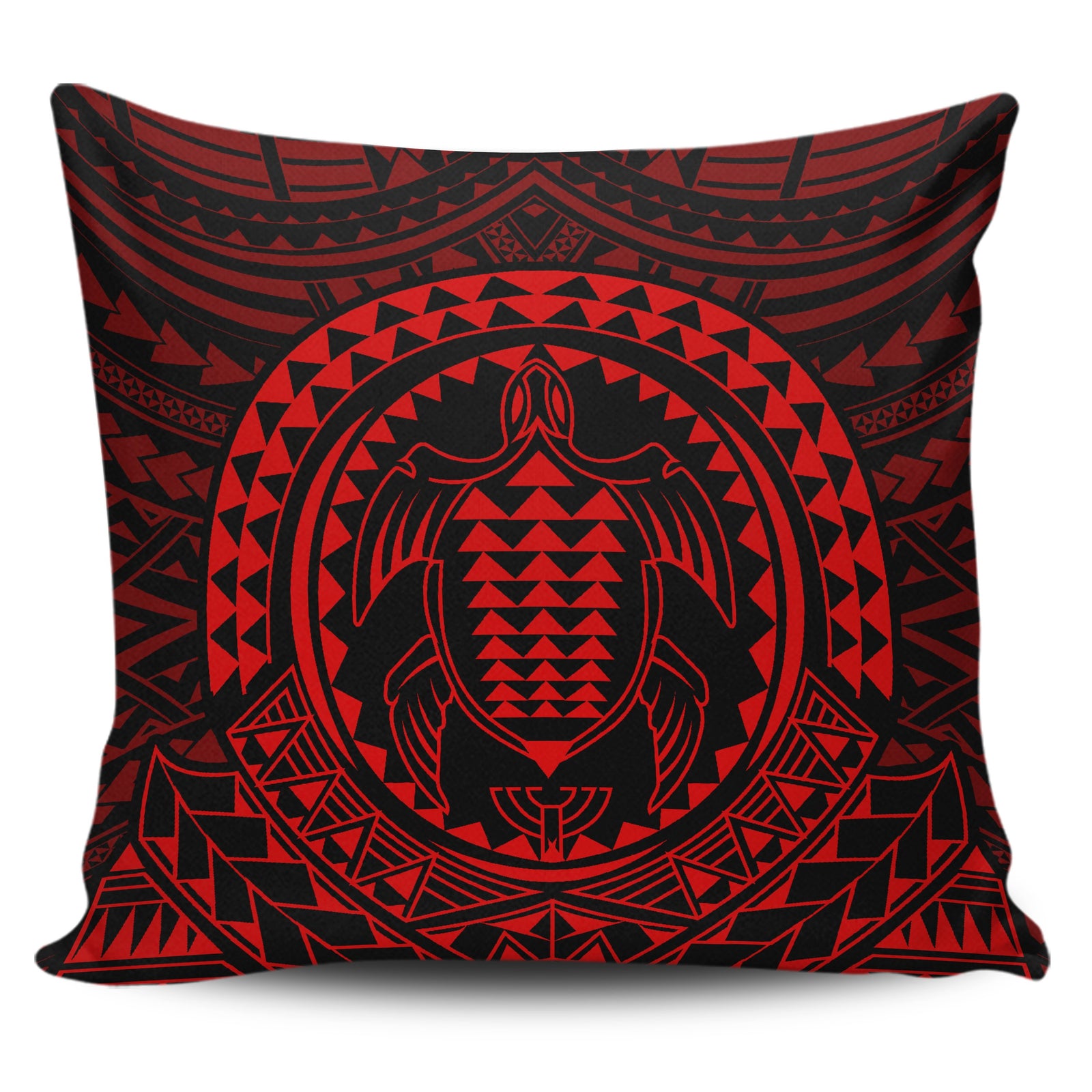 Hawaiian Kakau Honu Arc Red Polynesian Pillow Covers One Size Zippered Pillow Case 18"x18"(Twin Sides) Red - Polynesian Pride