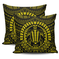 Hawaiian Kakau Honu Arc Yellow Polynesian Pillow Covers One Size Zippered Pillow Cases 18"x 18" (Twin Sides) (Set of 2) Yellow - Polynesian Pride