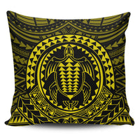 Hawaiian Kakau Honu Arc Yellow Polynesian Pillow Covers One Size Zippered Pillow Case 18"x18"(Twin Sides) Yellow - Polynesian Pride